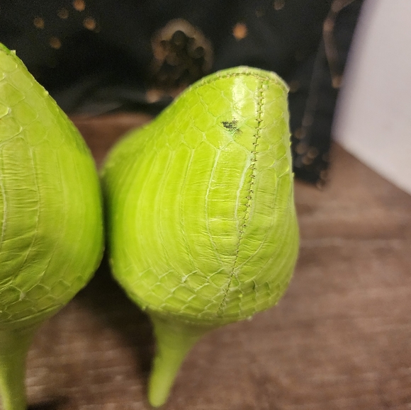 Lauren Ralph Lauren Kailee Lime Snake Heels Shoes Size 8M - Picture 4 of 8